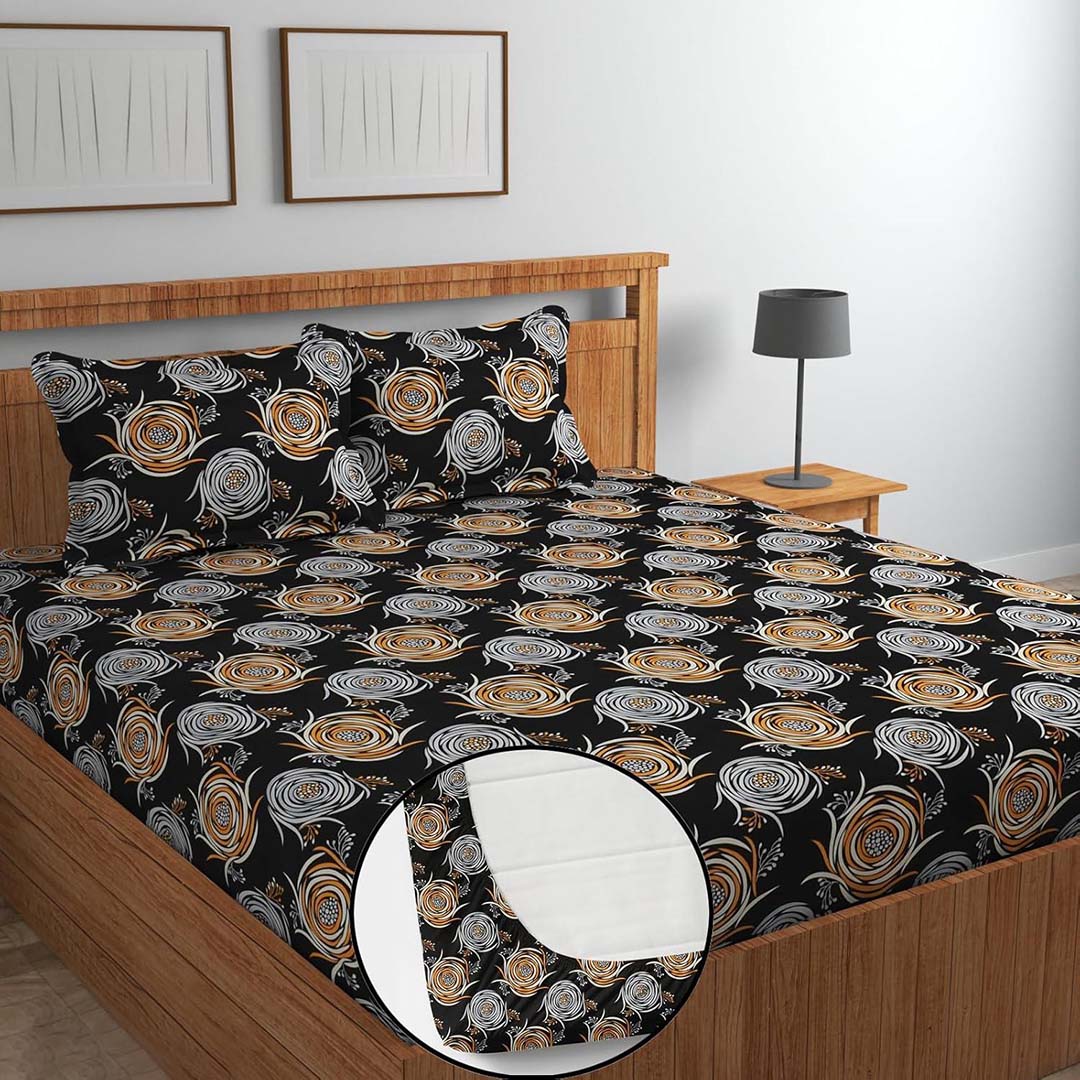 Glace Cotton (78x72 Inch) Double Size Bedsheet With 2 Pillow Cover in Multicolor Image 1