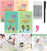 Magic Practice Copy Book For Pre School Kids Re Usable Drawing Alphabet Numbers And Math Exercise English Magic Book For Children 4 Book 10 Rifil 1 Pen 1 Gripholder Image 4
