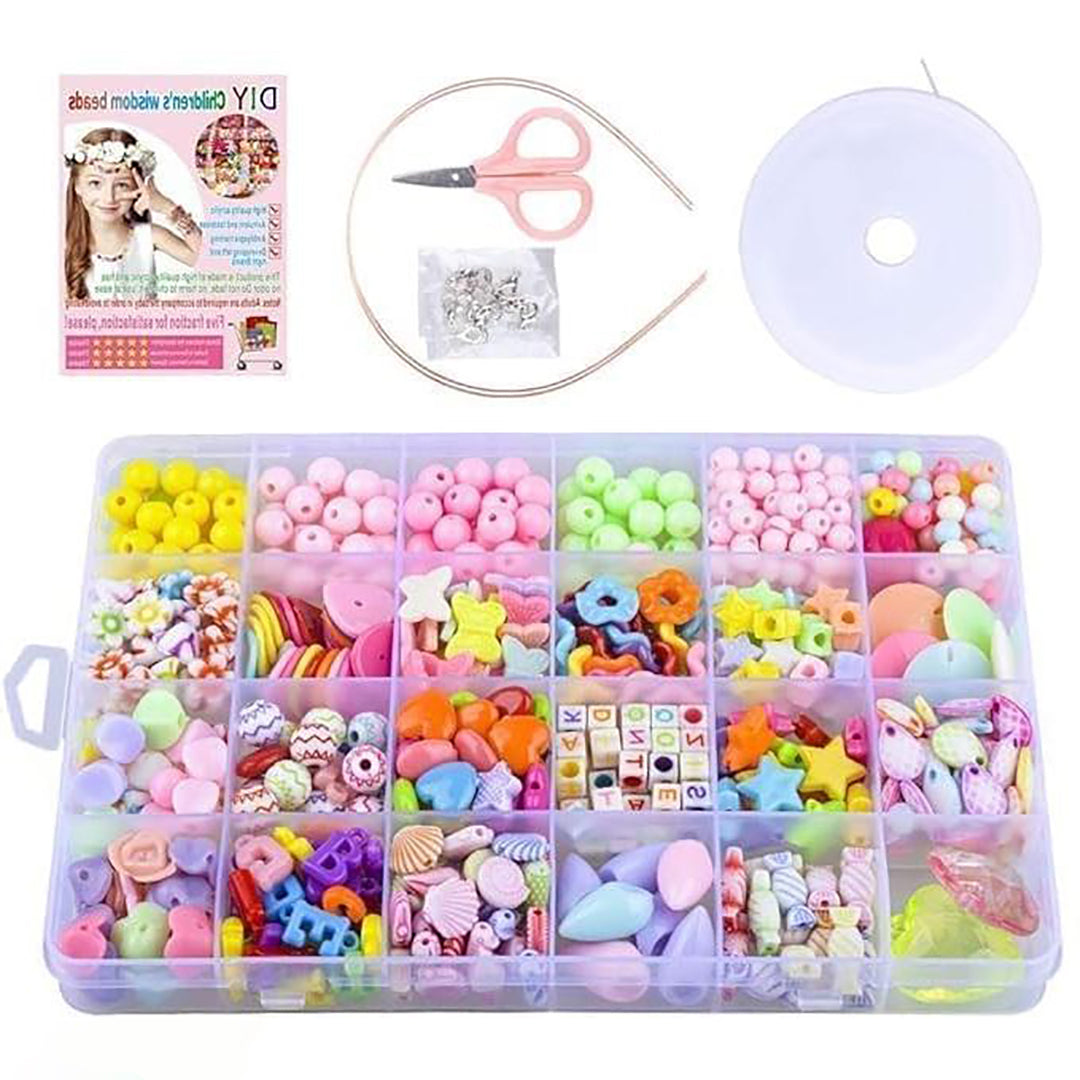 Diy Bead Set Necklace Bracelets Jewelry Making Kits Colorful Acrylic Crafting Beads Kit Box With Accessories For Kids Image 1