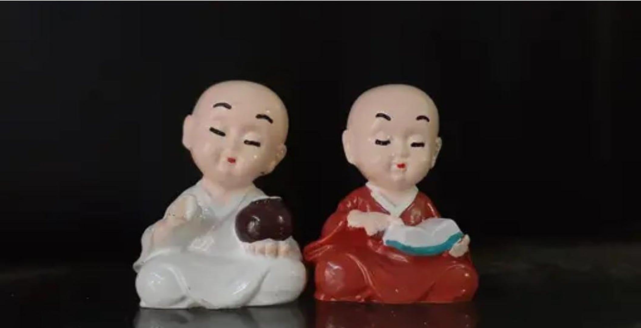 Little Baby Monk Idol Set Of 4 Cute Meditating Monk Statues For Home Decor Peaceful Laughing Buddha Showpiece For Car Dashboard Office Gift Image 4