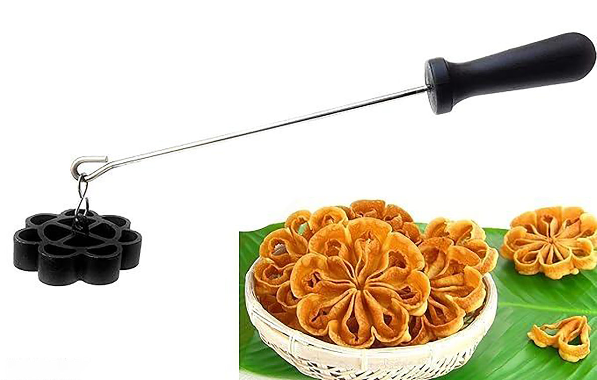 Non Stick Rose Cookie Mold Multipurpose Achu Murukku Achappam And Gulabi Puvvulu Maker Ideal Image 1