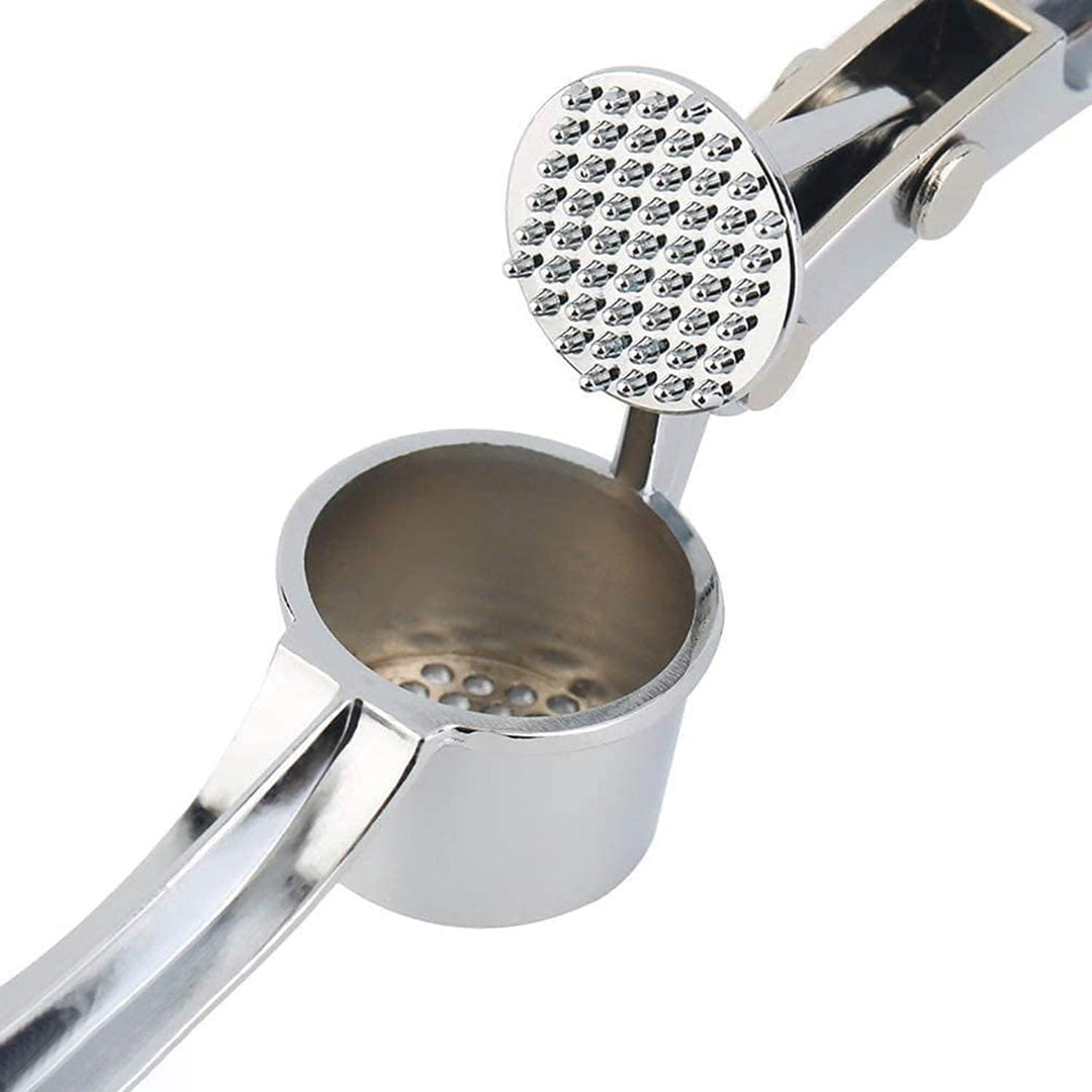 Stainless Steel Hand Press Garlic Crusher For Kitchen Cooking Multi Function Manual Pressed Mincer Cutter For Garlic Ginger Easy To Squeeze Clean For Kitchen Silver Image 3