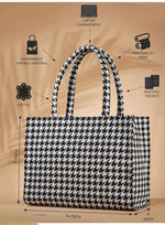 Handbag For Women And Girls Stylish Black & White Fabric Bag Image 3