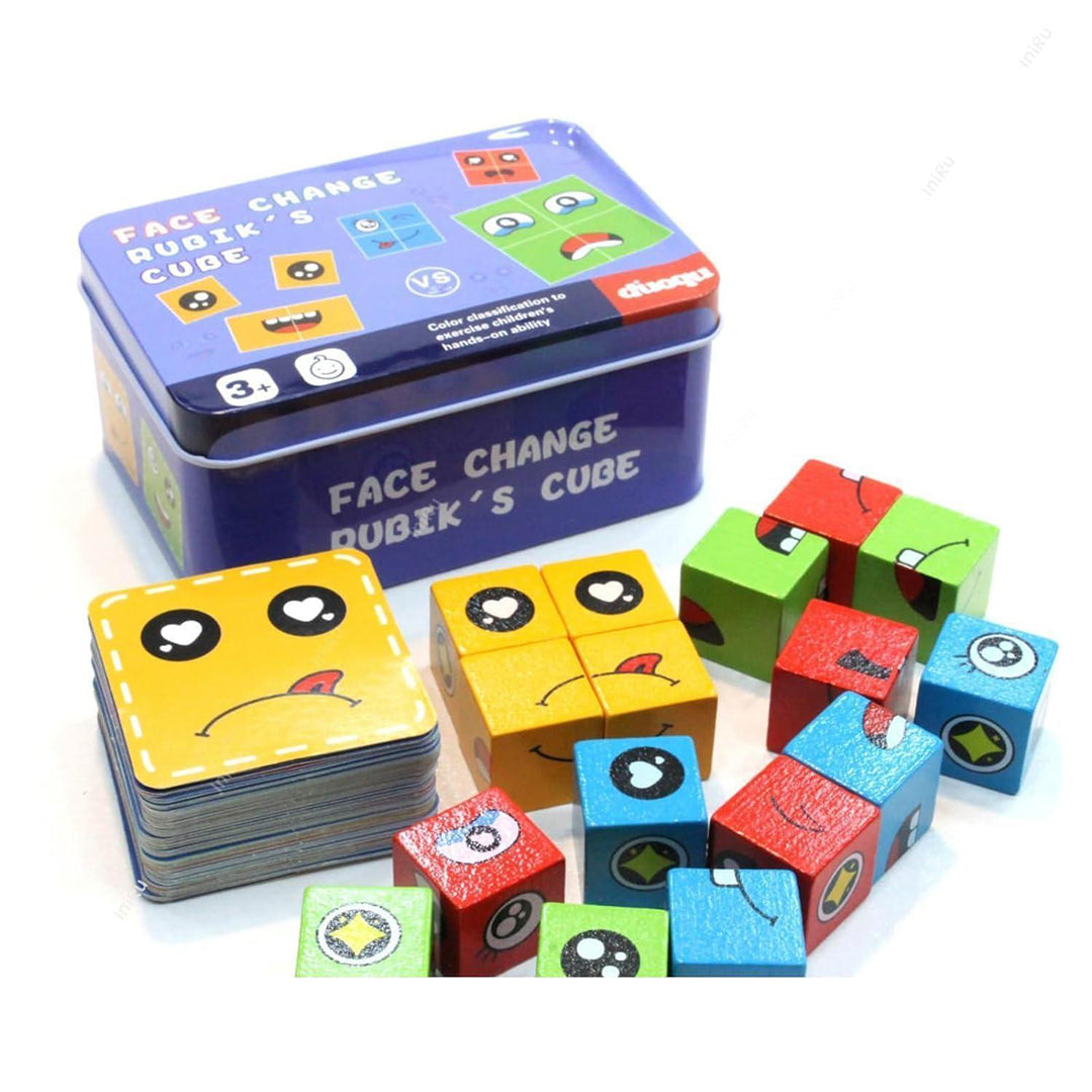 Changing Game Toy For Kids Smiley Face Emoji Cube For Kids Learning Educational Puzzles Emotion Change Toy Image 1