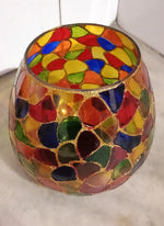 Flossy Naturals Glass T Light Rolly Polly With Multi Color Glass Vase 5 Inch Multicolor Glass Vase Handmade Romantic Glass Vase Home Image 2
