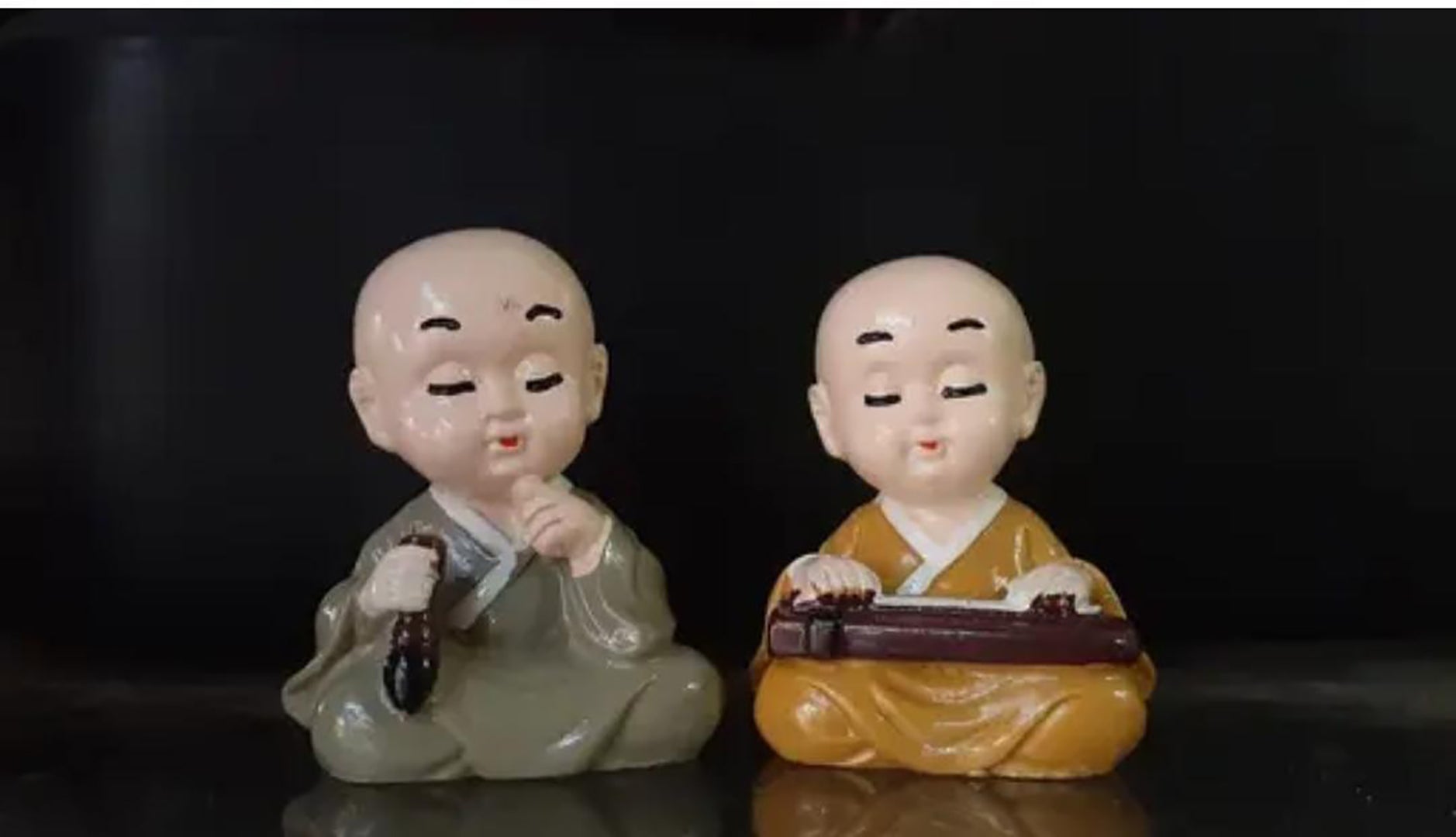 Little Baby Monk Idol Set Of 4 Cute Meditating Monk Statues For Home Decor Peaceful Laughing Buddha Showpiece For Car Dashboard Office Gift Image 3