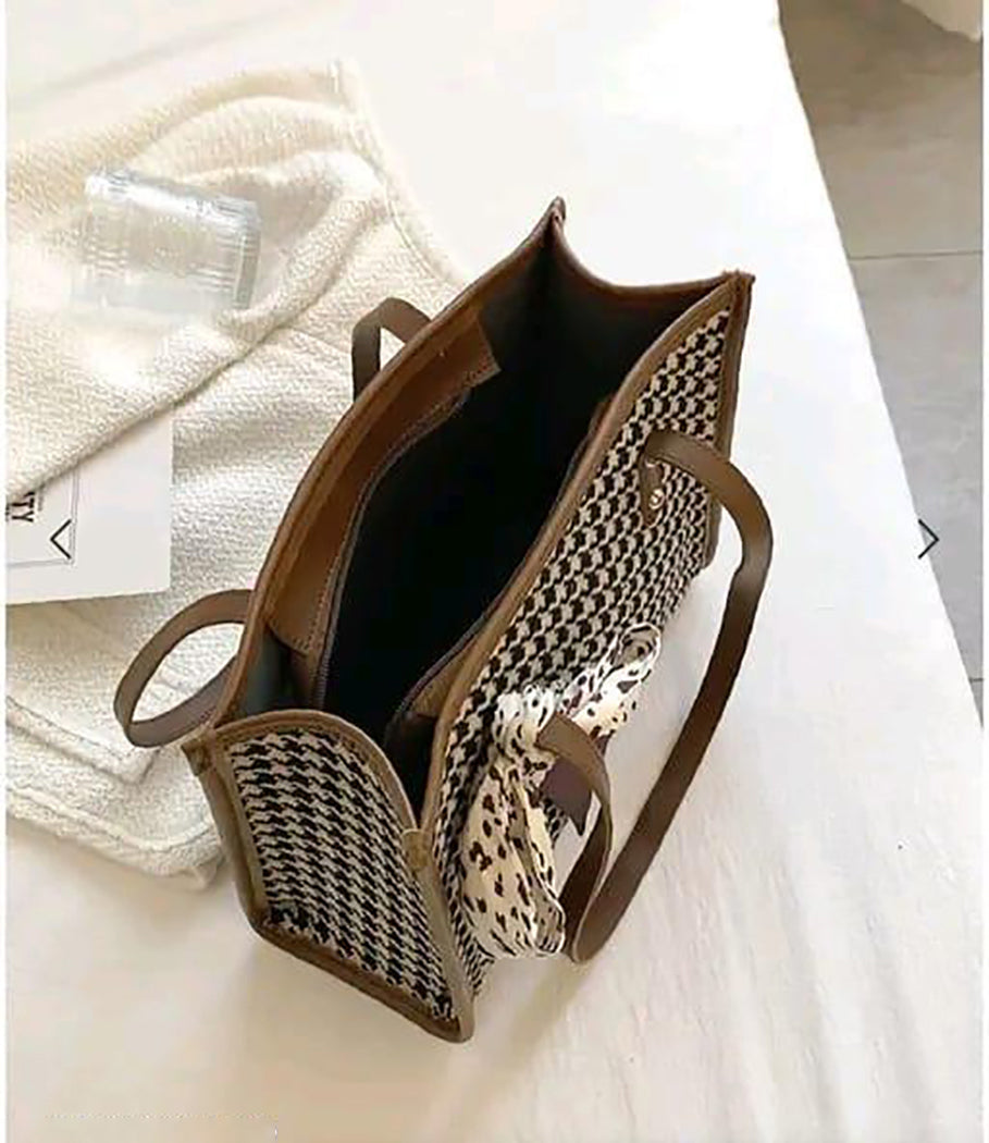 Handbag For Women And Girls Stylish Black & White PU Leather Bag Image 3
