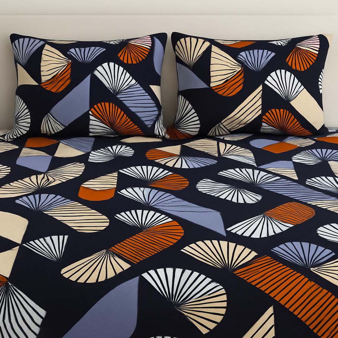 Cotton (78x72 Inch) Double Size Bedsheet With 2 Pillow Cover in Multicolor Image 2