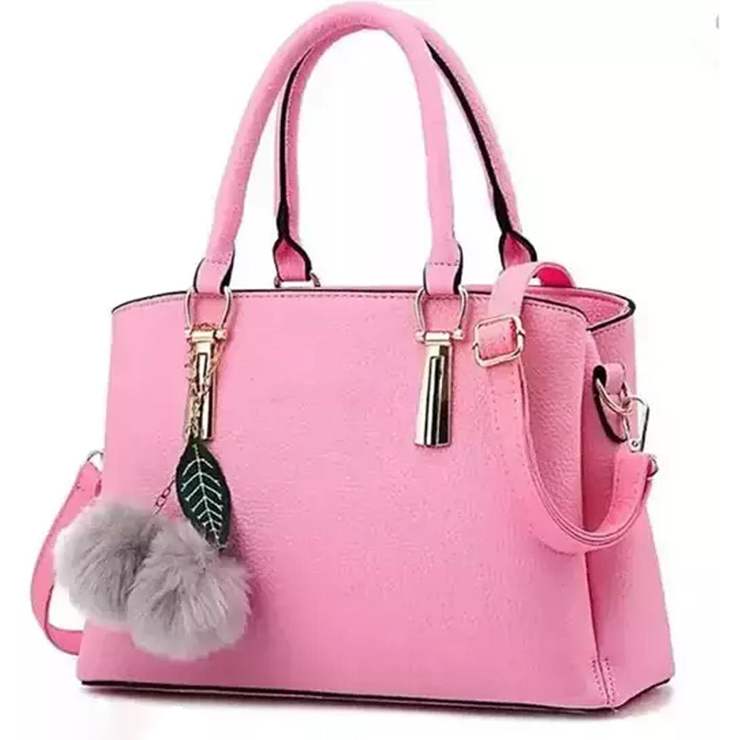 Handbag For Women And Girls Stylish Pink PU Leather Bag Image 1
