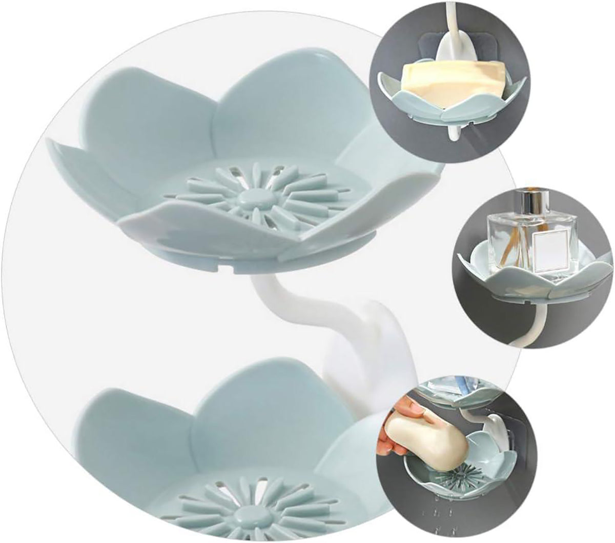 Wall Mounted Double Layer Soap Dish Holder Flower Design Sabundani With Magic Sticker Self Adhesive Sponge Soap Rack For Kitchen Bathroom 1 Pc Multicolor Image 2