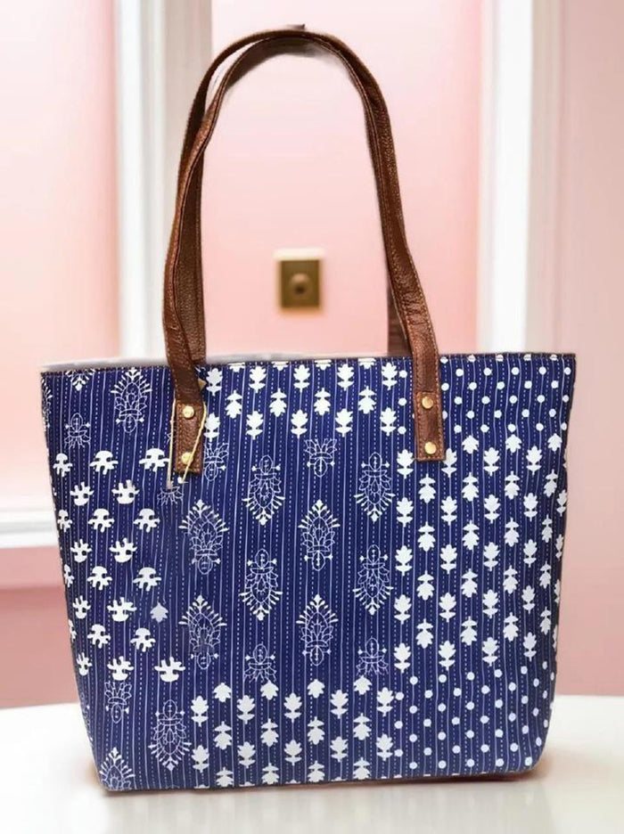 Handbag For Women And Girls Stylish blue Fabric Bag Image 1