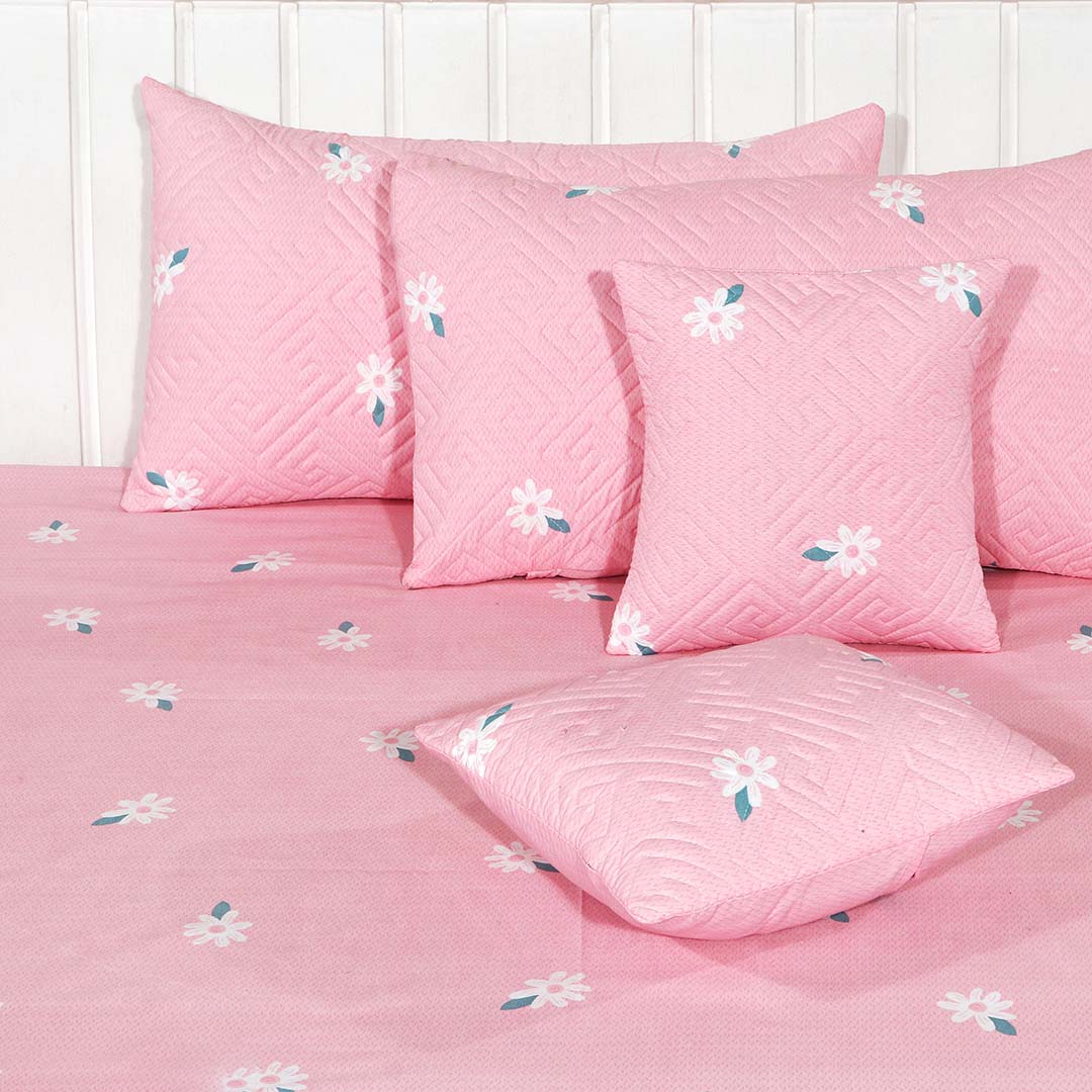 Cotton (85x85 Inch) Double Size Bedsheet With 2 Pillow Cover in Pink Color Image 1