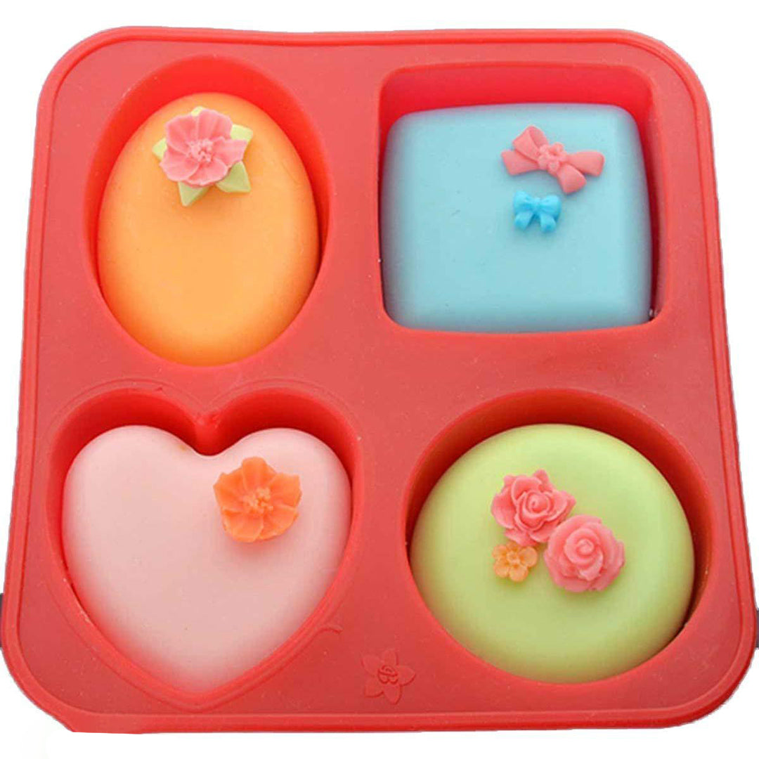 Moldberry Silicone Circle Square Oval And Heart Shape Soap Cake Making Mould And Chocolate Mould Multicolor Image 1