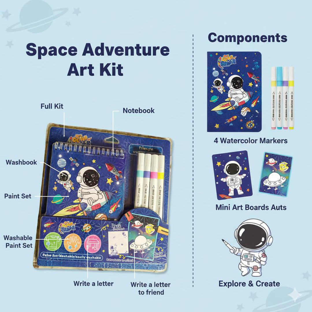 Kids Creative Sky Magic Art Kit Spiral Drawing Notebook Vibrant Color Pens Sky Diary For Sketching Homework Charts School Projects Story Writing Daily Creative Learning Activities Image 2