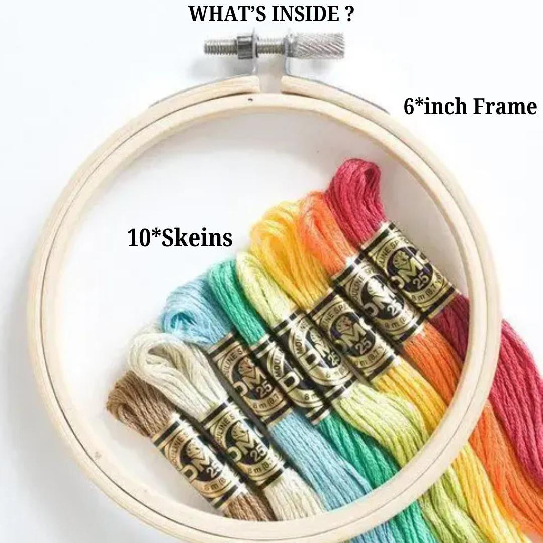 Qroof Embroidery Materials Beginners Starter Kitsize 6 Inches Hoop 10 Multicoloured Threads16 Different Needles 1 Threader 1 Sewing Pins A Complete Pack Set Image 2