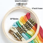 Qroof Embroidery Materials Beginners Starter Kitsize 6 Inches Hoop 10 Multicoloured Threads16 Different Needles 1 Threader 1 Sewing Pins A Complete Pack Set Image 2