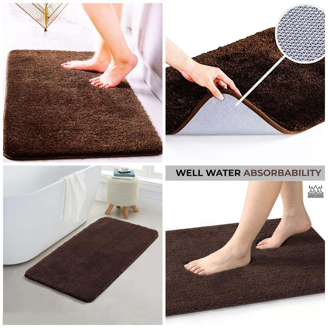 Microfiber Anti-Slip Doormat for Home & Bathroom Entrance Brown rectangular Mat (40x60 cm) Image 4