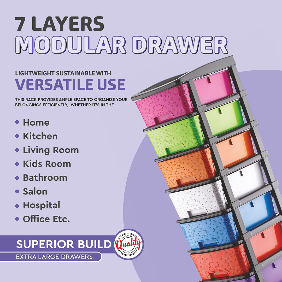 7 Xl Plastic Modular Drawer System For Home Office Hospital Parlor School Doctors Home And Kids Multiston Image 4