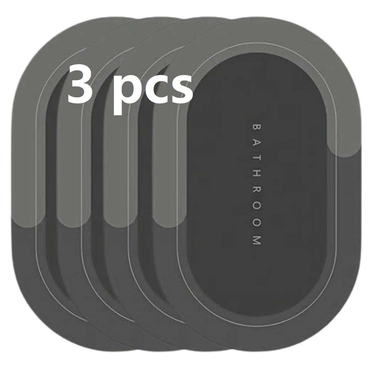 Rubber Anti-Slip Doormat for Home & Bathroom Entrance Grey oval Mat (40x60 cm) 3 Pcs Image 1