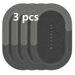 Rubber Anti-Slip Doormat for Home & Bathroom Entrance Grey oval Mat (40x60 cm) 3 Pcs Image 1