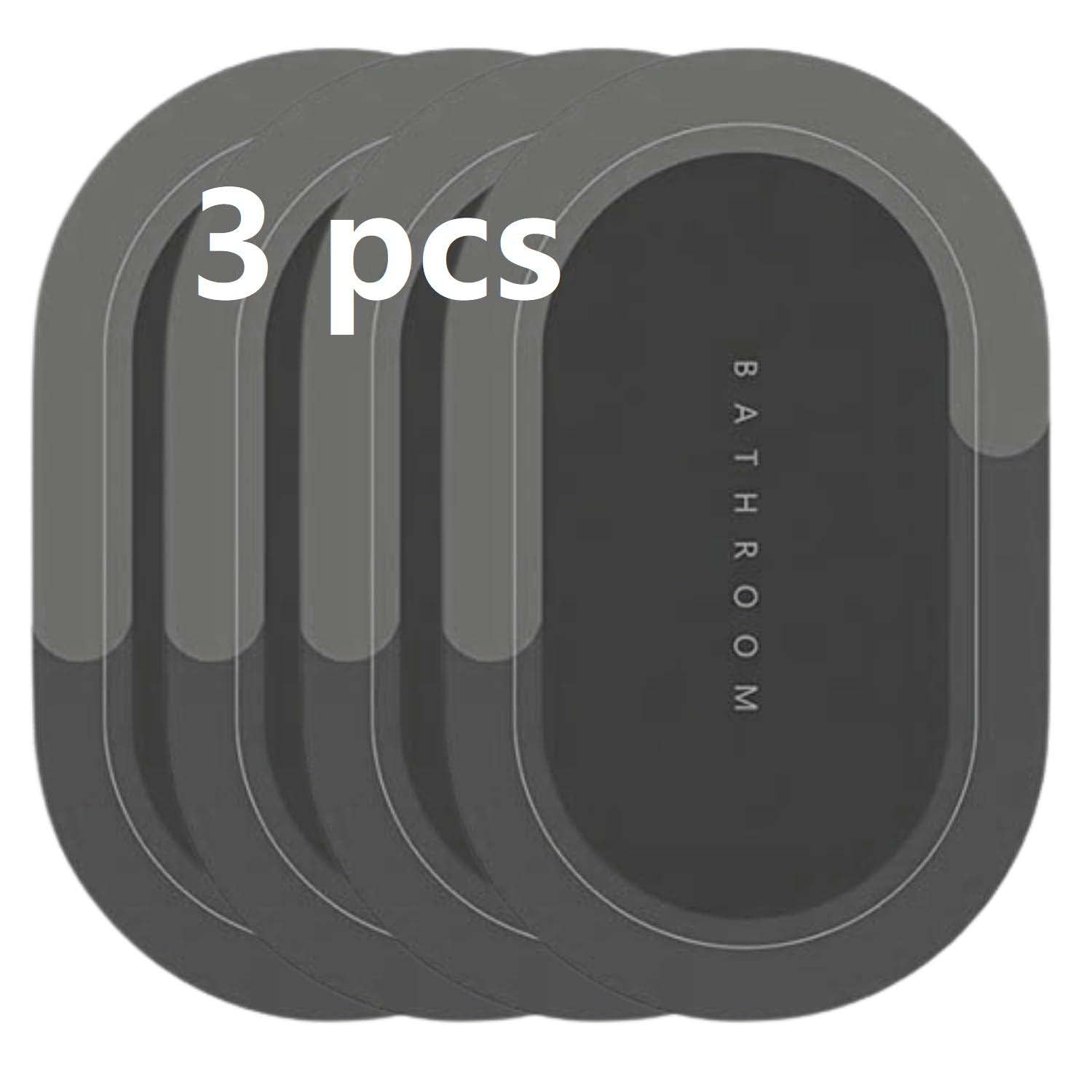 Rubber Anti-Slip Doormat for Home & Bathroom Entrance Grey oval Mat (40x60 cm) 3 Pcs Image 1