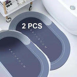 Silicone Anti-Slip Doormat for Home & Bathroom Entrance Multicolor Oval Mat (40x60 cm) 2 Pcs Image 1