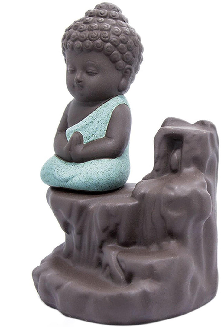 Miss Peach Handicrafted Meditating Monk Buddha Smoke Backflow Incense Burner With 10 Smoke Backflow Incense Cone In Incense Stickssmoke Fountainbuddha Smoke Fountainsmoke Waterfall Fountain Home Decor Image 2