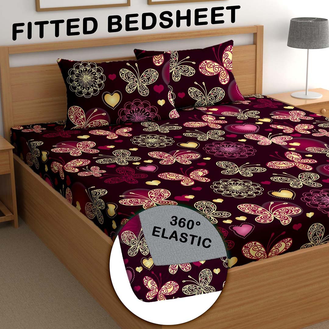 Cotton (88x100 Inch) Double Size Bedsheet With 2 Pillow Cover in Multicolor Image 1