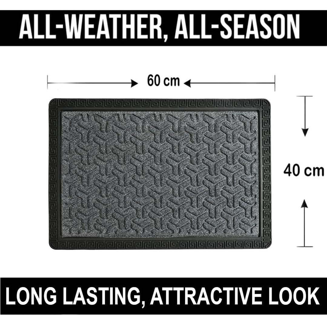 Rubber Anti-Slip Doormat for Home & Bathroom Entrance Grey Rectangular Mat (40x60 cm) Image 2