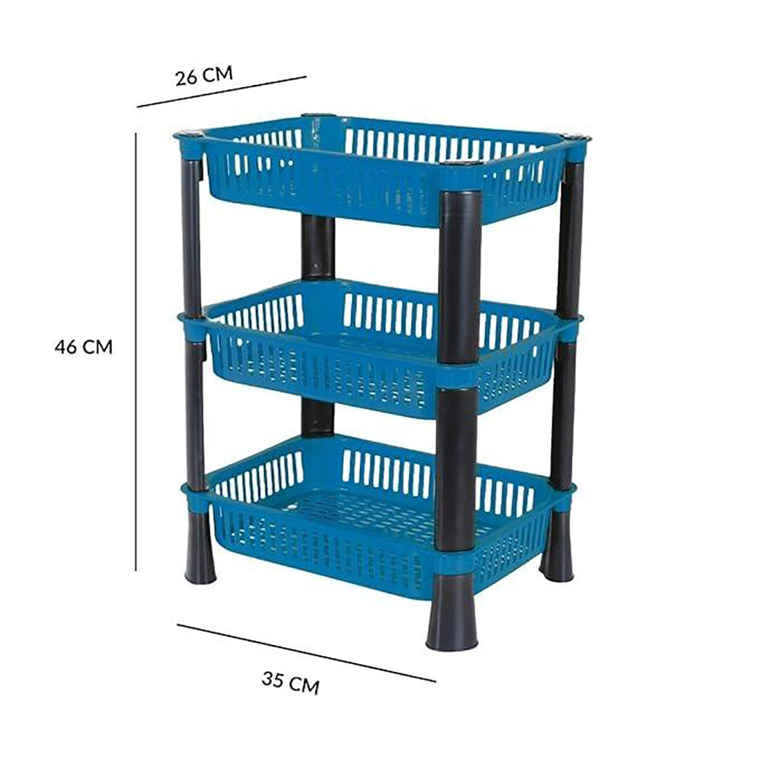 Plastic Vegetable Trolley Rack For Kitchen Storage Vegetable Organizer Vegetable Stand For Kitchen Basket Storage Racks 3 Layerblue Image 2