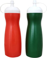 Plastic Squeeze Water Bottle Set For Kitchen 500Ml Red Green Sauce Dispenser With Cap Oil Ketchup Chilli Vinegar Bottle Leakproof Reusable Image 1