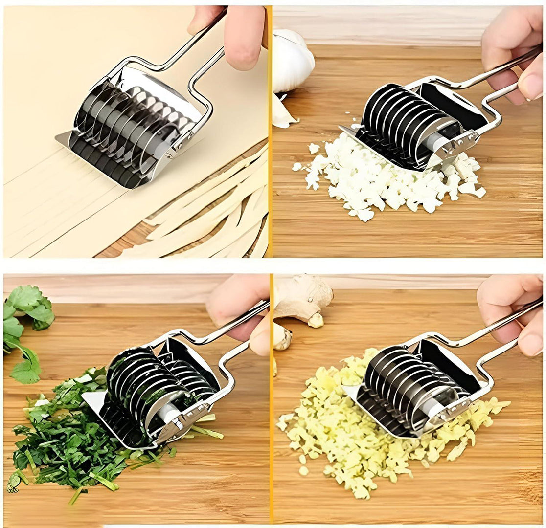 Stainless Steel Noodle Pasta Cutter Roller Manual Lattice Roller For Fresh Homemade Noodles Dough Herbs Veggies Image 2