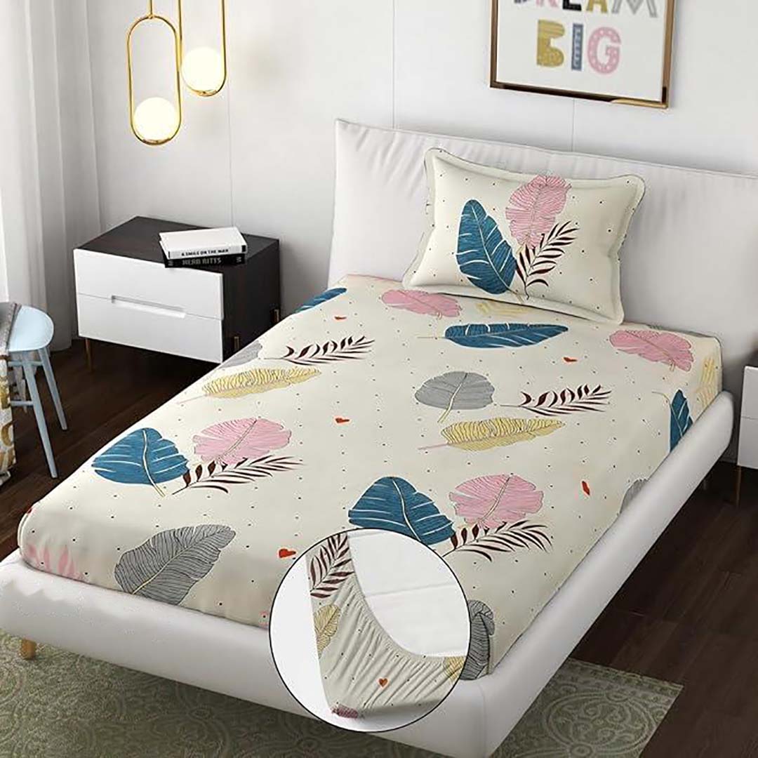 Glace Cotton (60x90 Inch) Single Size Bedsheet With 1 Pillow Cover in Multicolor Image 1