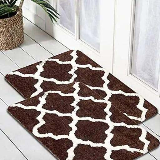 Microfiber Anti-Slip Doormat for Home & Bathroom Entrance Brown Rectangular Mat (38x58 cm) Image 1