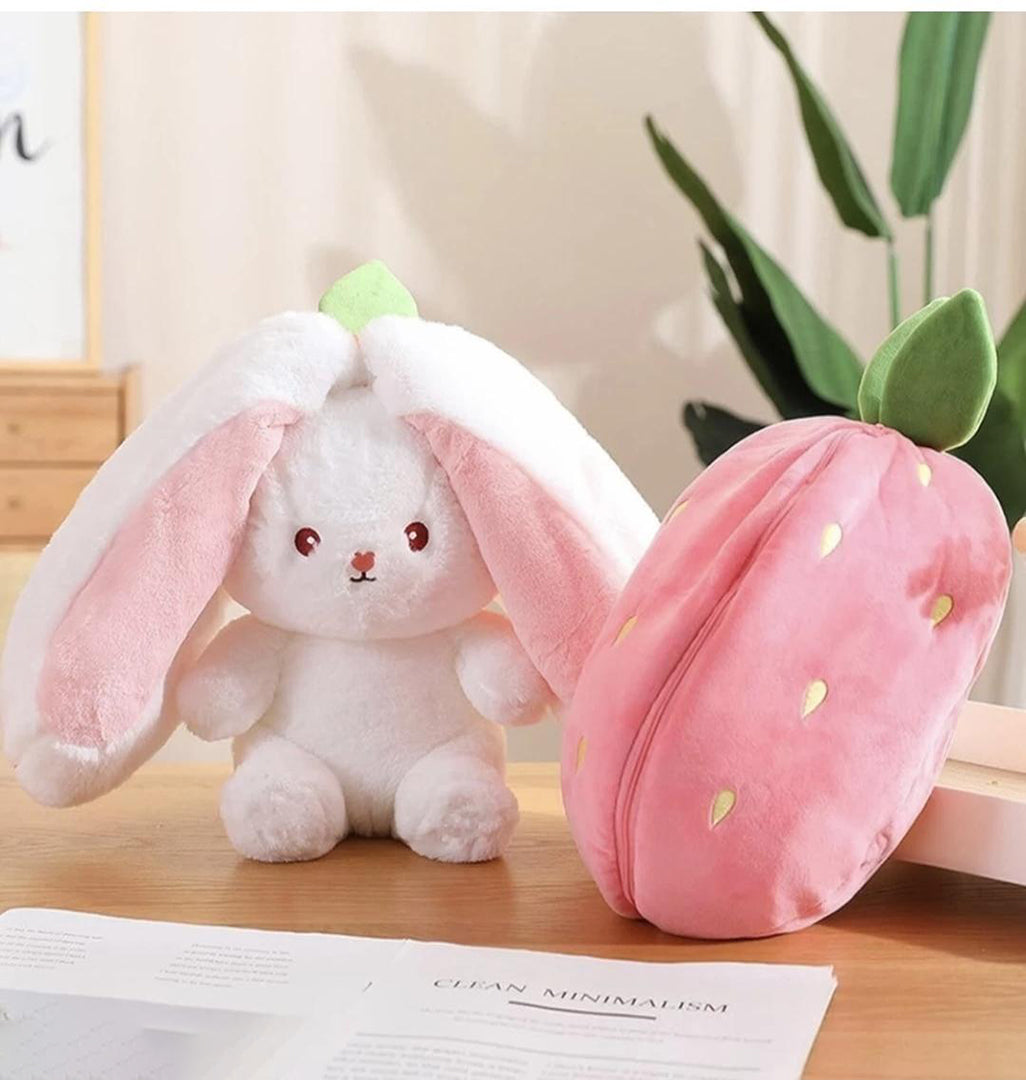 Strawberry Rabbit Plushie Cute Bunny Soft Toy Image 1