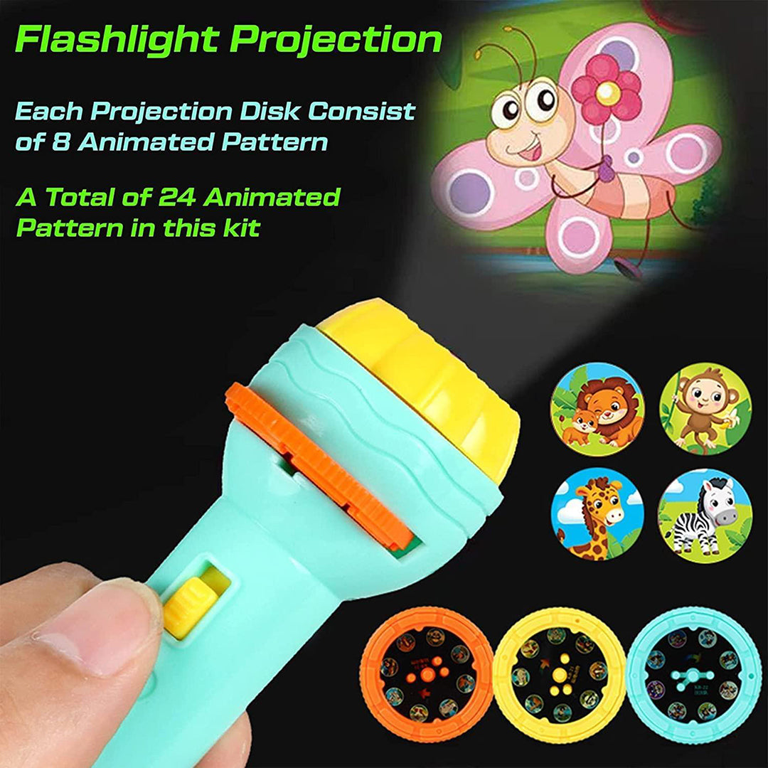 Patterns Mini Projector Torch Toy Slide Flashlight Projector Torch For Kids Before Going To Bed Best Education Learning Gift For Kids Image 1