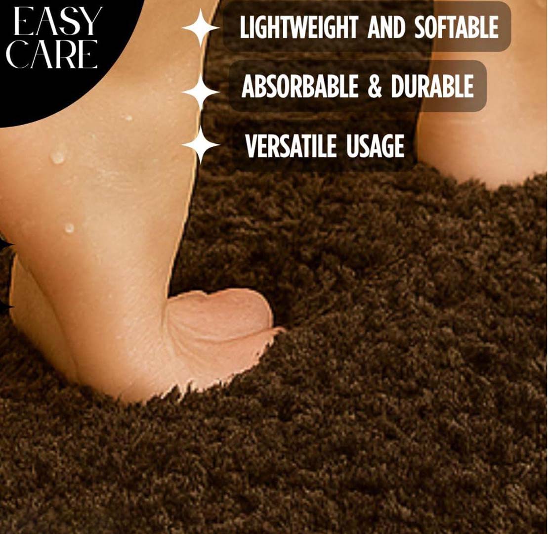 Microfiber Anti-Slip Doormat for Home & Bathroom Entrance Brown Rectangular Mat (2x3 Feet) Image 2