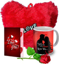 Valentines Day Gift Set For Her Coffee Mug Artificial Rose Greeting Card Red Soft Heart Combo Anniversary Gift For Wife Girlfriend Boyfriend Husband Pack Of 4 Image 1