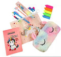 Stationery Items Pack For Kids And Girls Stationery Items Combos Of Unicorn Dairy Unicorn Fur Pouch 1 Transparent Pouch Unicorn Pen And Pencil Pack Image 1