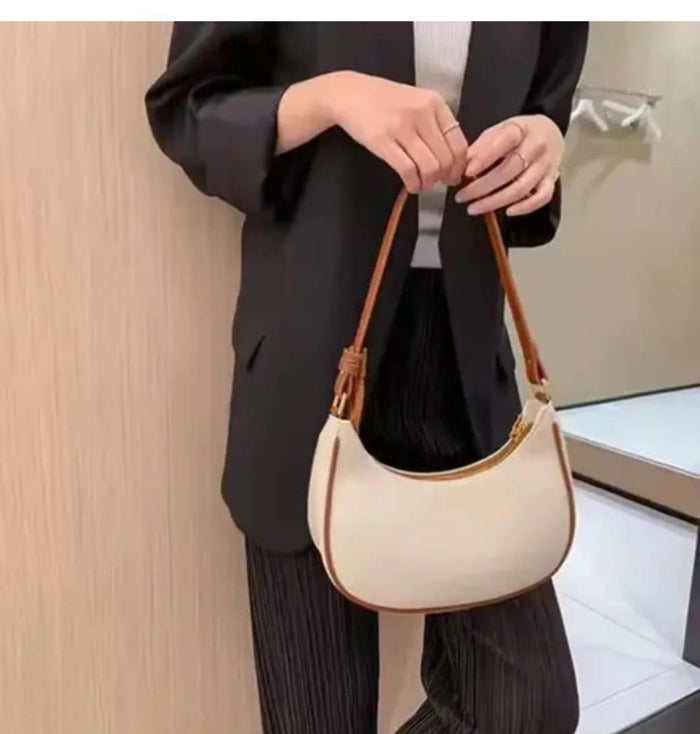 Handbag For Women And Girls Stylish cream PU Leather Bag Image 2