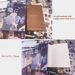 232 Pcs Aesthetic Scrapbooking Kit Vintage Junk Journal Supplies With Washi Stickers A6 Notebook Butterfly Scrapbook Image 3