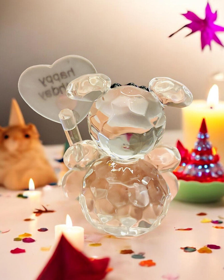 Birthday Special Crystal Teddy Showpiece Happy Birthday Gift For Friends Loved Ones Cute Decor Item Image 2