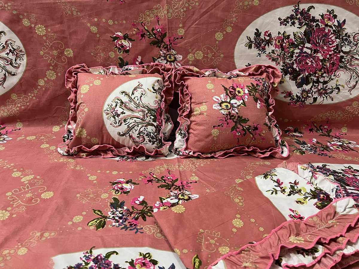Cotton (90x100 Inch) Double Size Bedsheet With 2 Pillow Cover in Multicolor Image 3