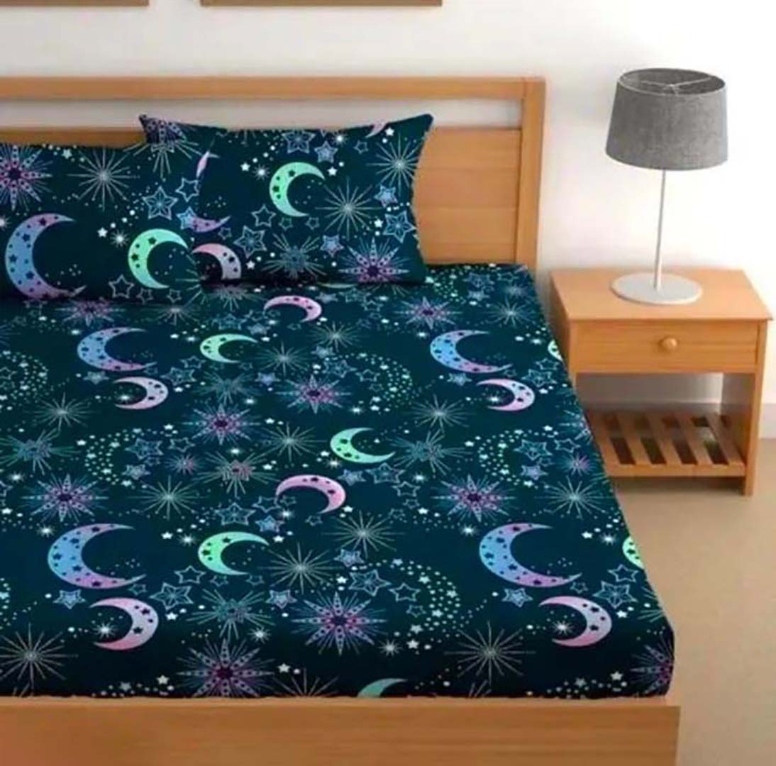 Cotton (78x72 Inch) Double Size Bedsheet With 2 Pillow Cover in Multicolor Image 3