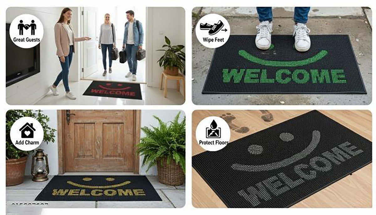 PVC Anti-Slip Doormat for Home & Bathroom Entrance Black Rectangular Mat (2x3 Feet) Image 4