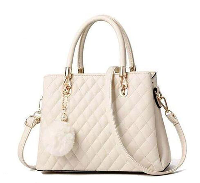 Handbag For Women And Girls Stylish cream PU Leather Bag Image 1