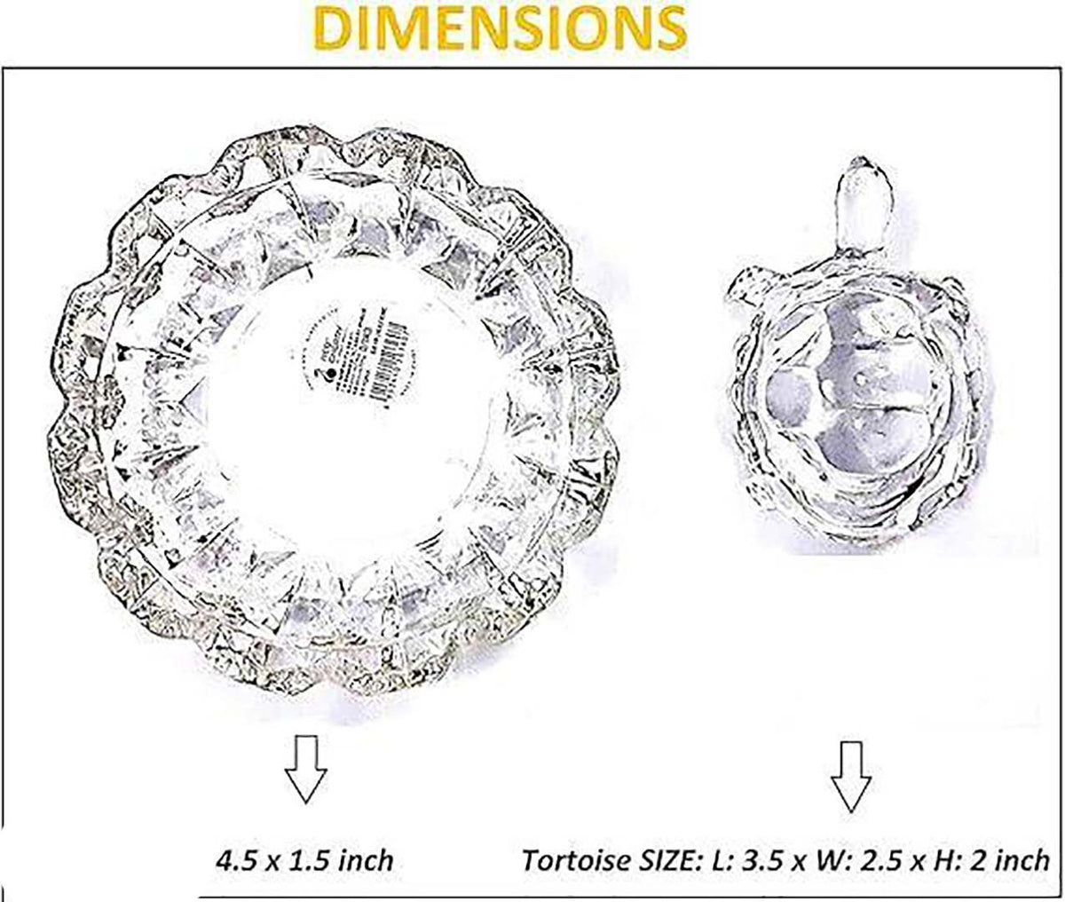 Crystal Tortoise With Plate Vastu Showpiece Set For Good Luck Feng Shui Kachua Turtle Transparent Image 3