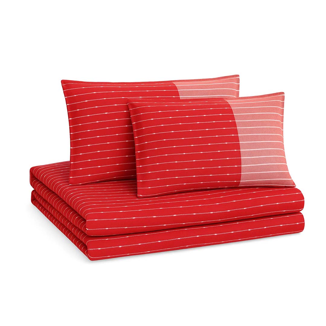 Cotton Blend (90x108 Inch) Double Size Bedsheet With 2 Pillow Cover in Red Color Image 1