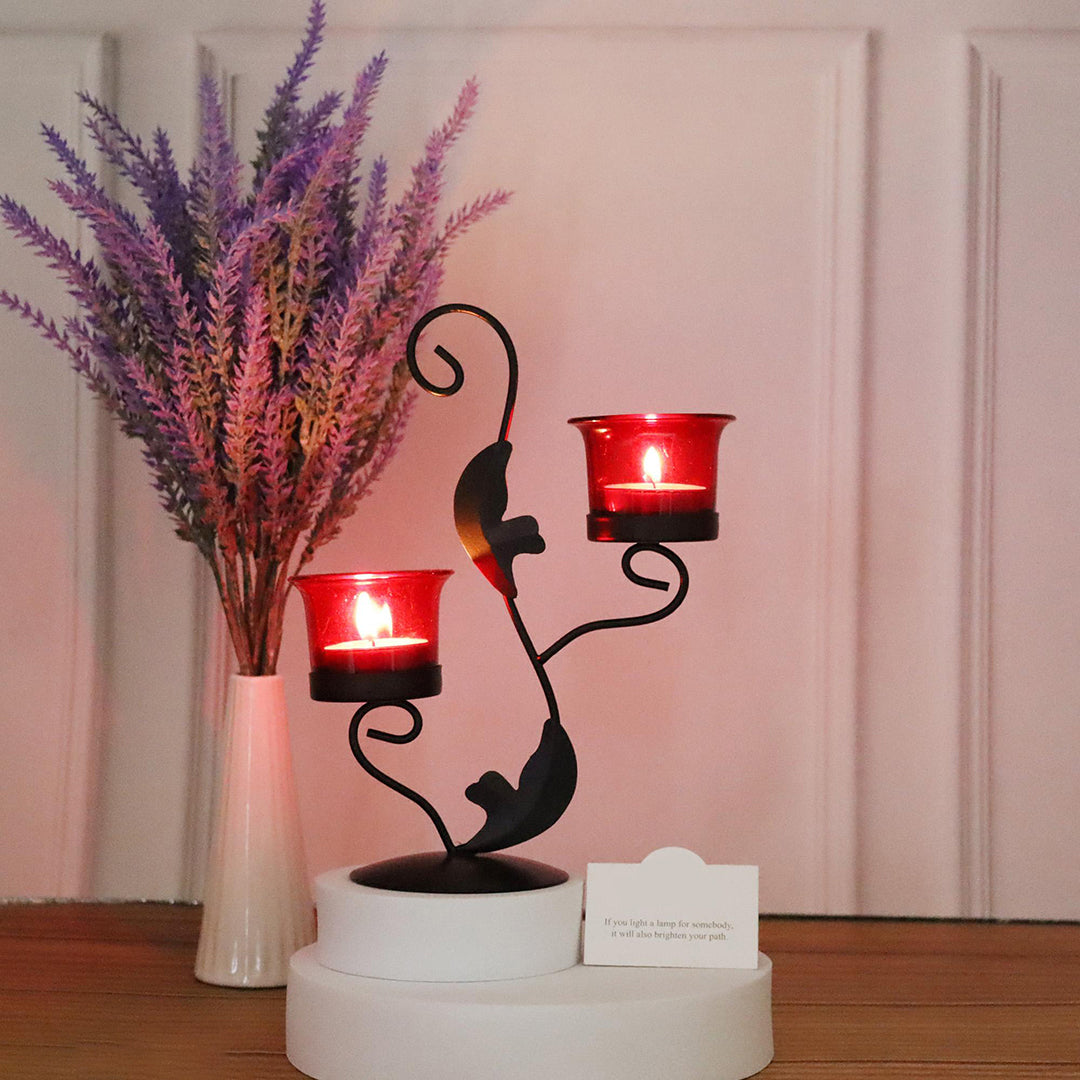 Hosley Black Tealight Candle Holder Table Decoration With Free Tealight For Home Decoration Image 1