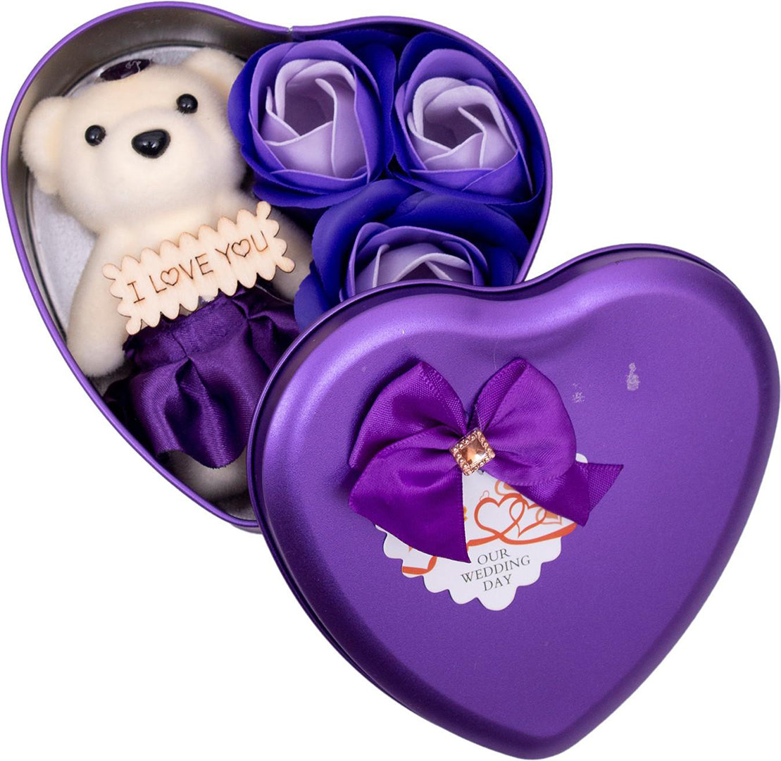 Blow Lovely Heart Box With Soft Teddy Image 1